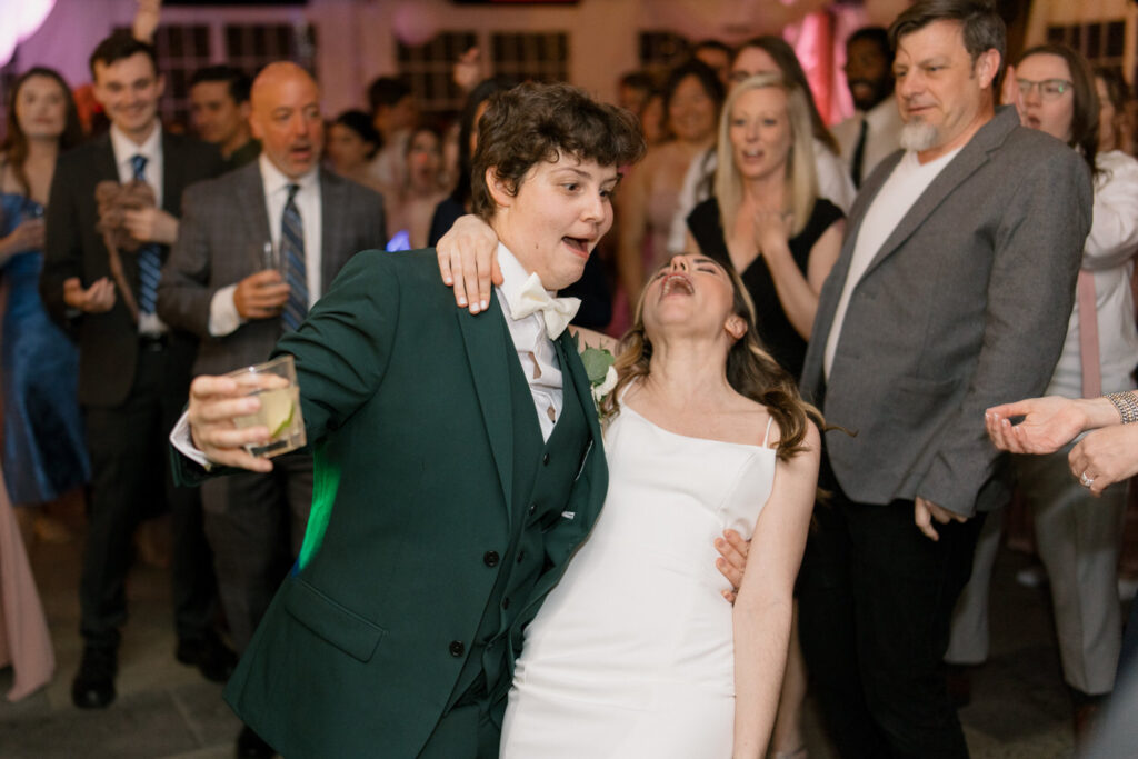 A couple parties during their reception.